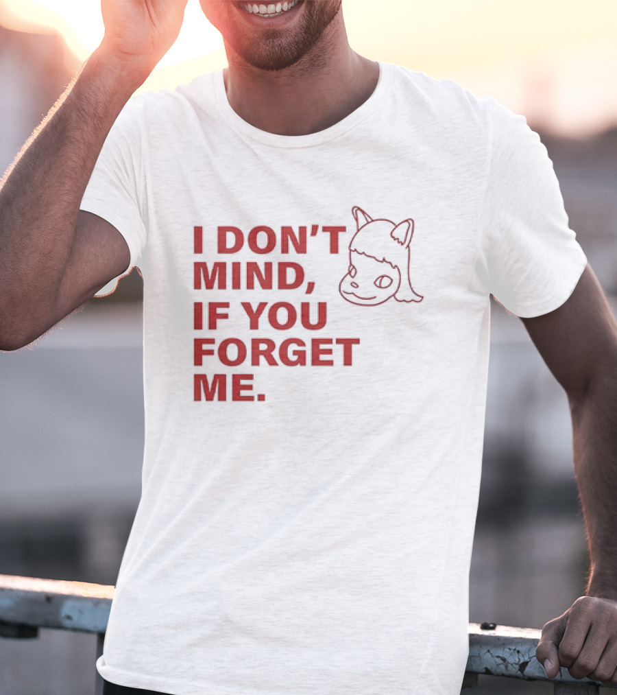 Yoshitomo Nara I Don’t Mind If You Forget Me Red Text With Character Drawing T-Shirt
