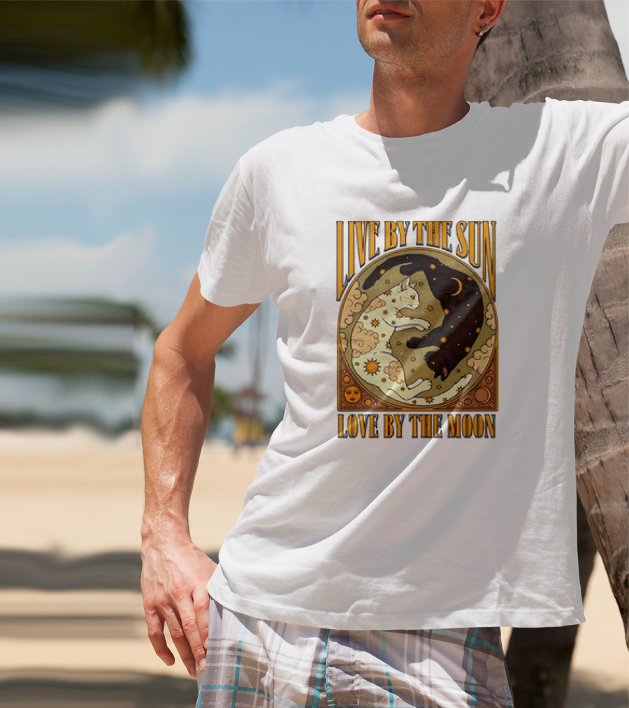Live By The Sun Love By The Moon Retro Cats T-Shirt