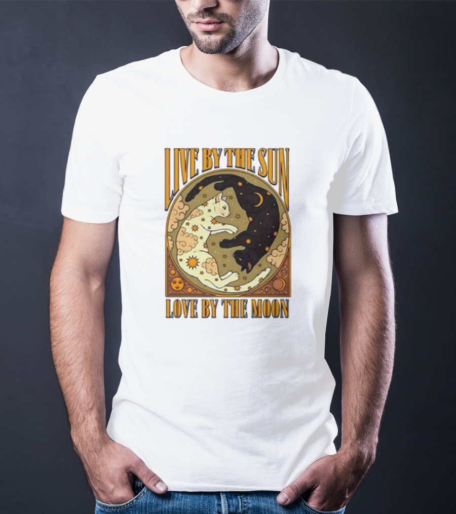 Live By The Sun Love By The Moon Retro Cats T-Shirt