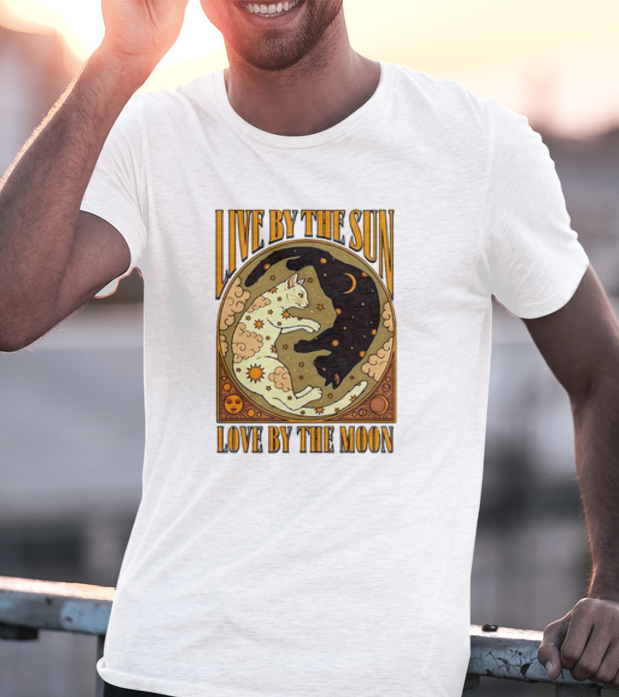 Live By The Sun Love By The Moon Retro Cats T-Shirt