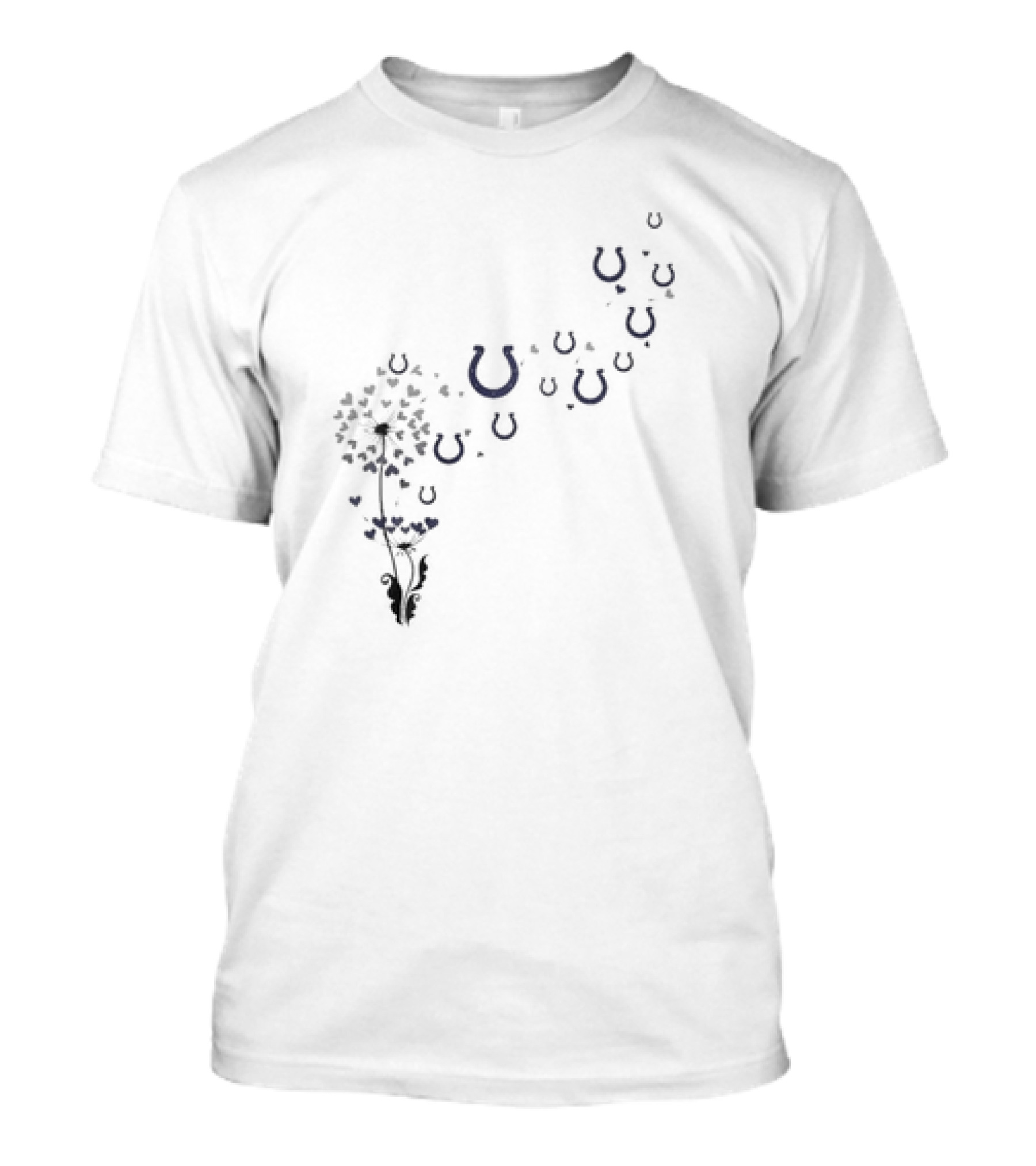 Indianapolis Colts Floral Dandelion Horseshoe T-Shirt