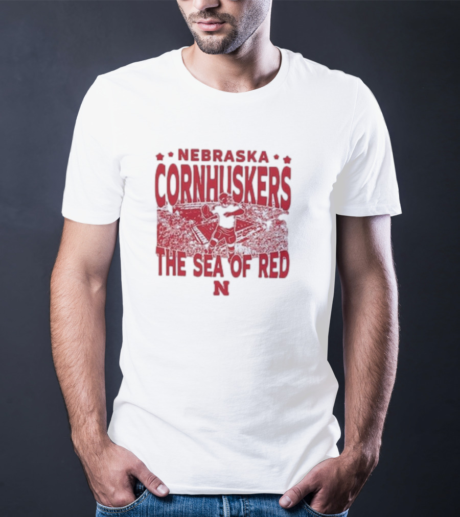 Nebraska Cornhuskers The Sea Of Red Stadium Scene T-Shirt