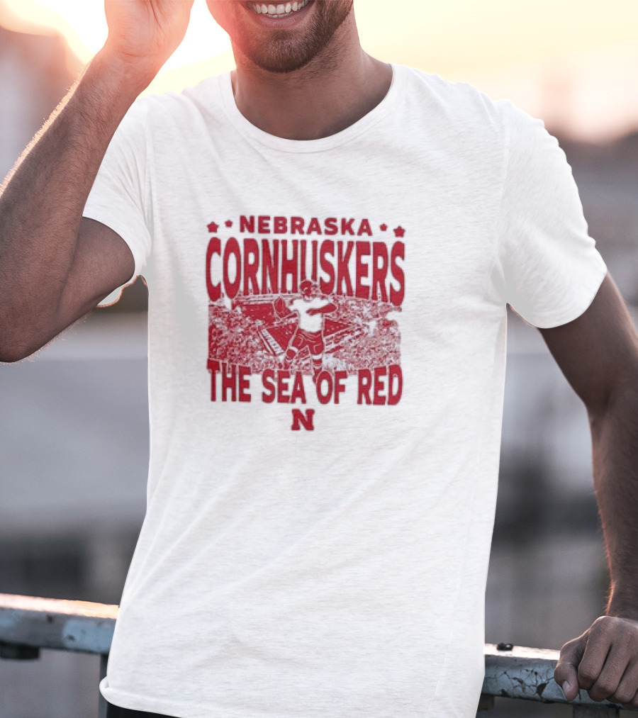 Nebraska Cornhuskers The Sea Of Red Stadium Scene T-Shirt