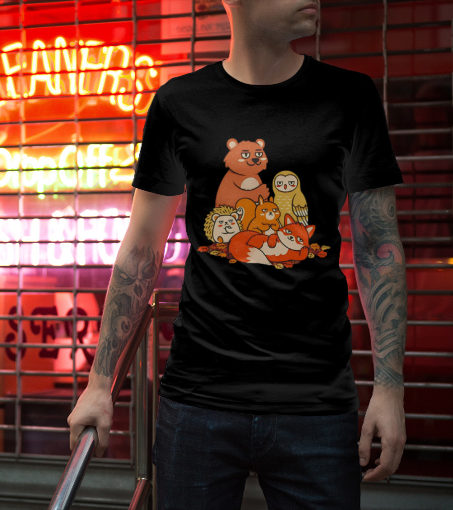 Animals X The Breakfast Club Autumn Edition With Hedgehog, Bear, Owl, Fox, Squirrel T-Shirt