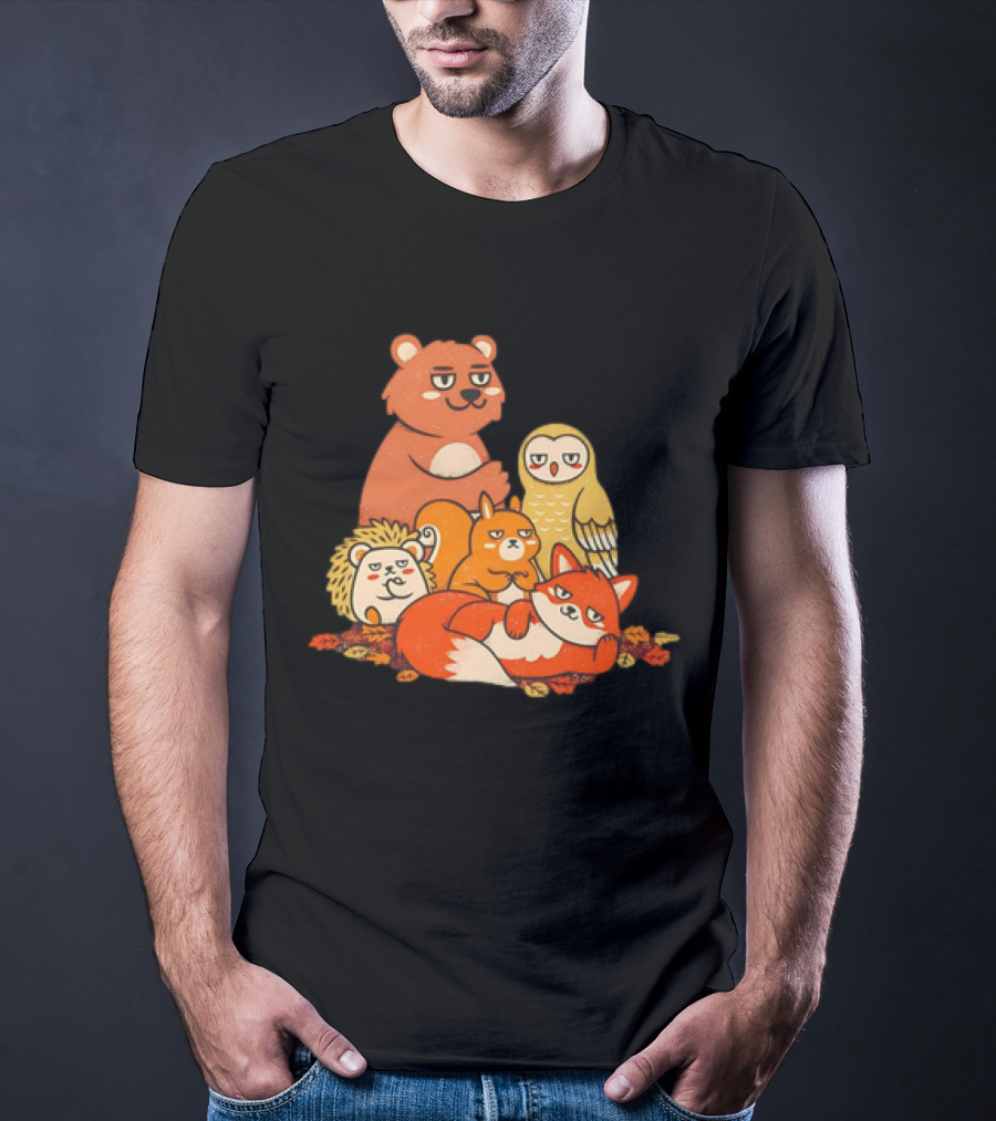 Animals X The Breakfast Club Autumn Edition With Hedgehog, Bear, Owl, Fox, Squirrel T-Shirt