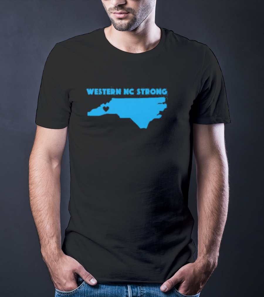 Western NC Strong Heart North Carolina Map T-Shirt
