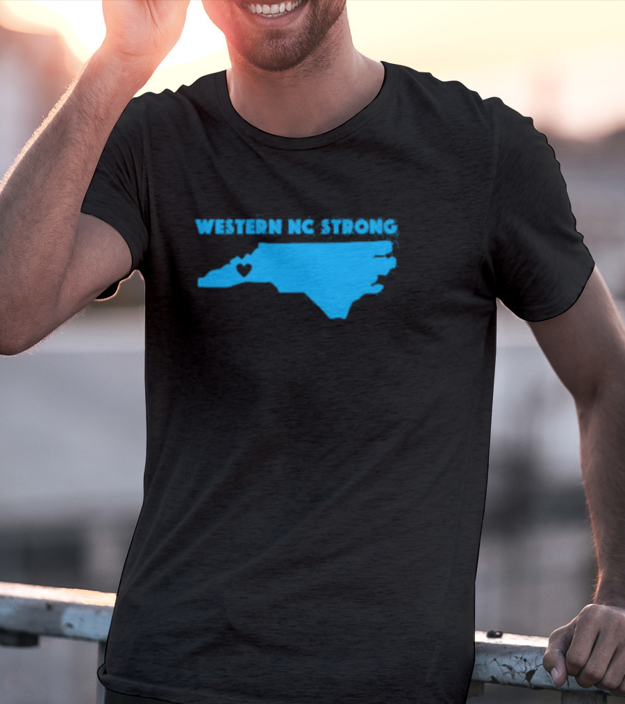 Western NC Strong Heart North Carolina Map T-Shirt