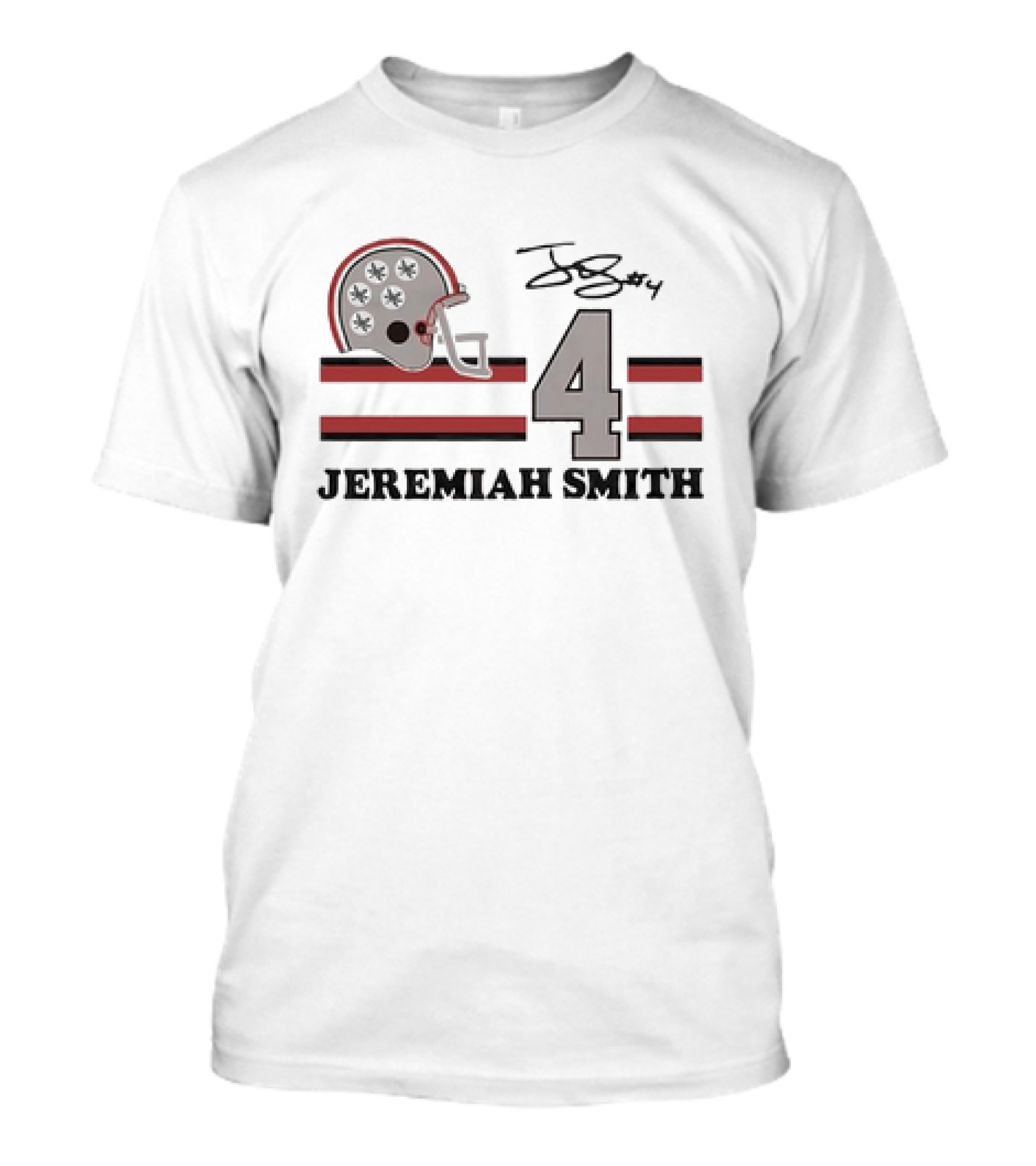 Ohio State Jeremiah Smith #4 Helmet Signature Football T-Shirt