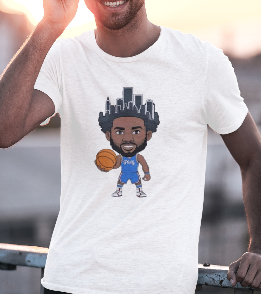 Philadelphia 76ers Philly Baller Cartoon Skyline Hair T-Shirt
