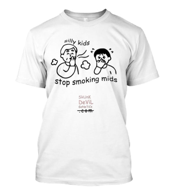 Silly Kids Stop Smoking Mids Skunk Devil Genetics T-Shirt