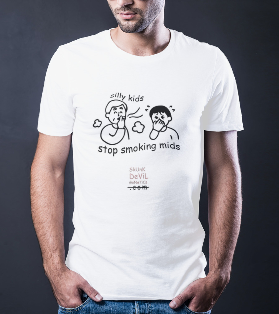 Silly Kids Stop Smoking Mids Skunk Devil Genetics T-Shirt