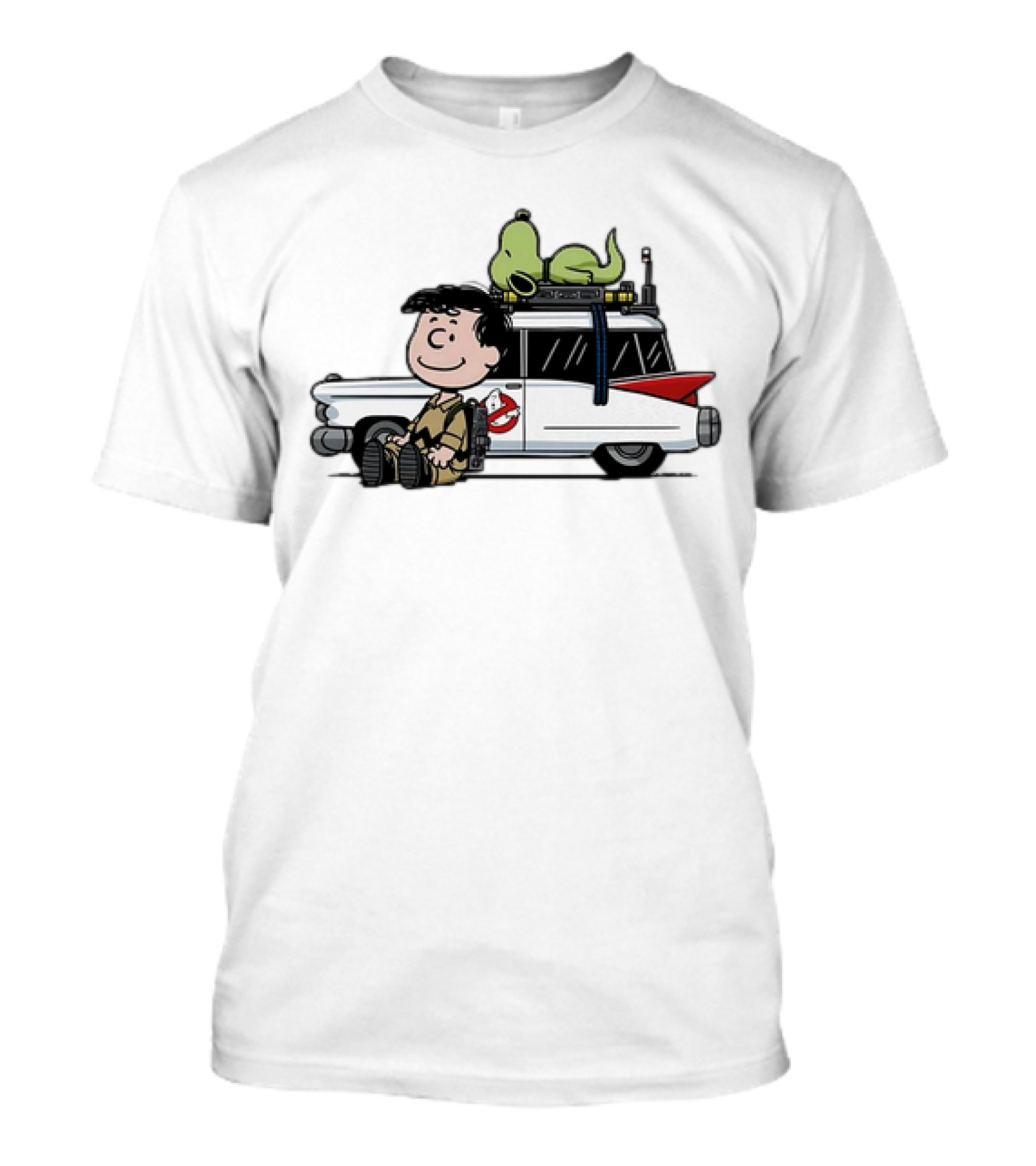 Venkman Slimer Ecto-1 Ghostbusters Meets Charlie Brown Snoopy Peanuts Charlie Venkman T-Shirt
