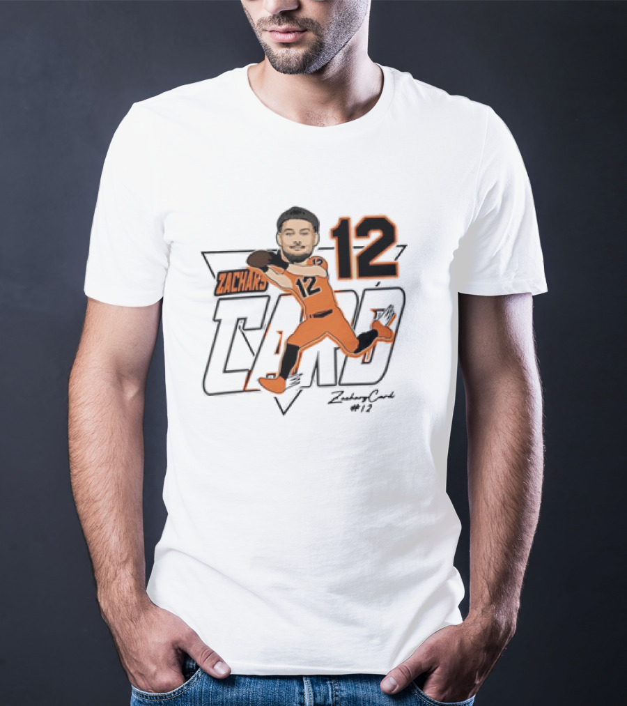 Zachary Card #12 Oregon State Beavers Football Player Caricature T-Shirt