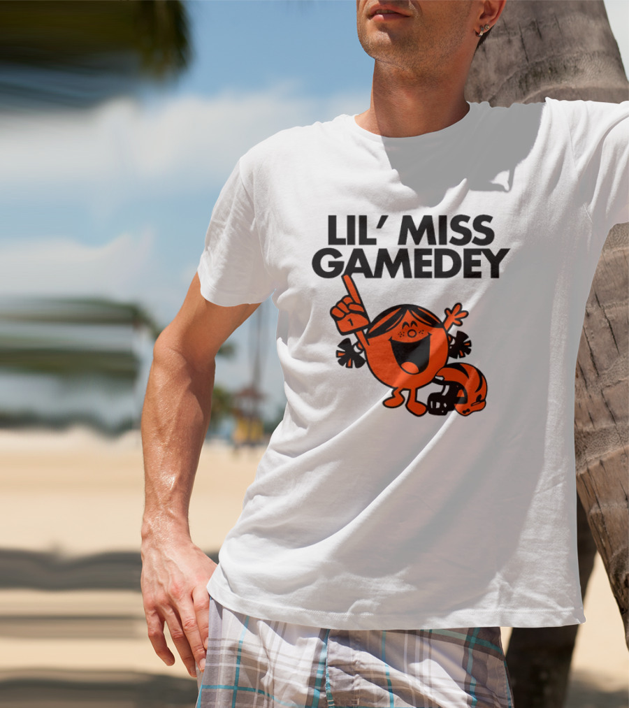 Lil Miss Gamedey Cincinnati Bengals Football Fandom Icon With Cheerful Character And Helmet T-Shirt