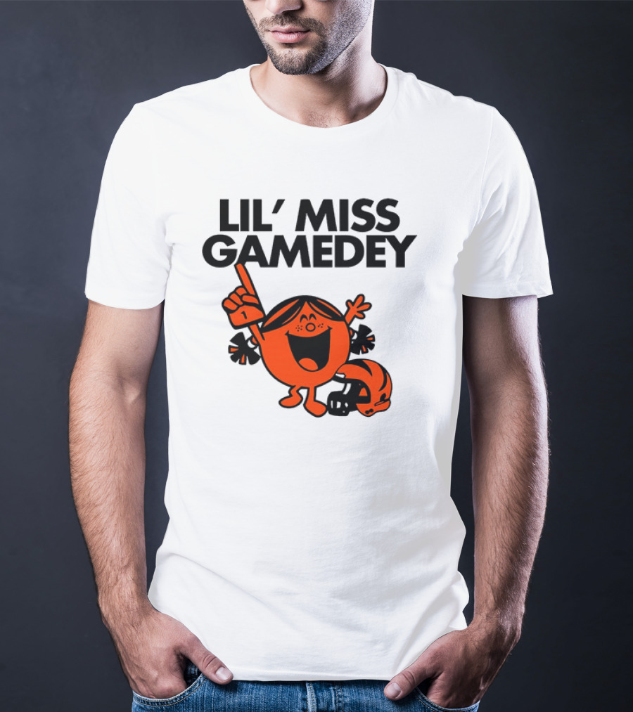 Lil Miss Gamedey Cincinnati Bengals Football Fandom Icon With Cheerful Character And Helmet T-Shirt