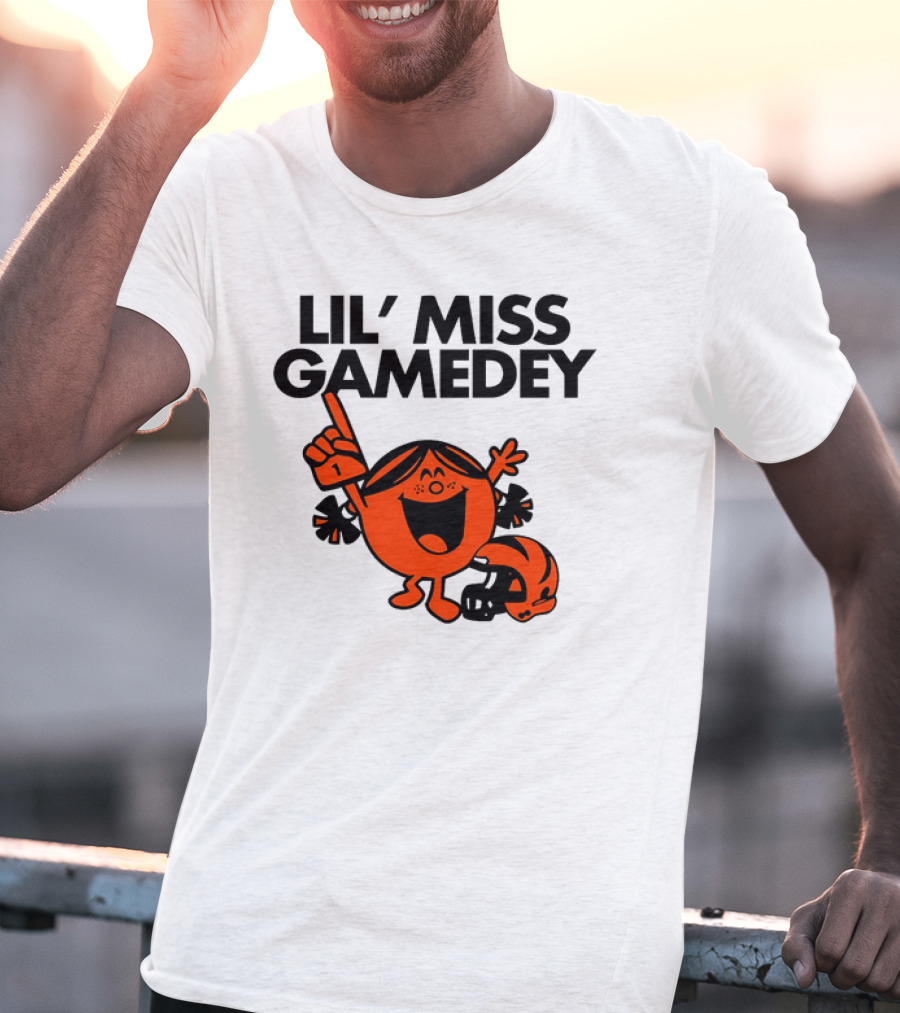 Lil Miss Gamedey Cincinnati Bengals Football Fandom Icon With Cheerful Character And Helmet T-Shirt