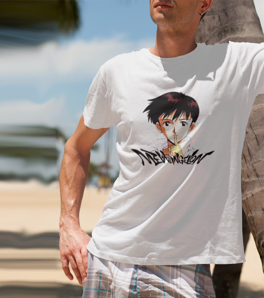 Mewangelion Ikari Shinji Anime Cartoon Evangelion Crossover T-Shirt