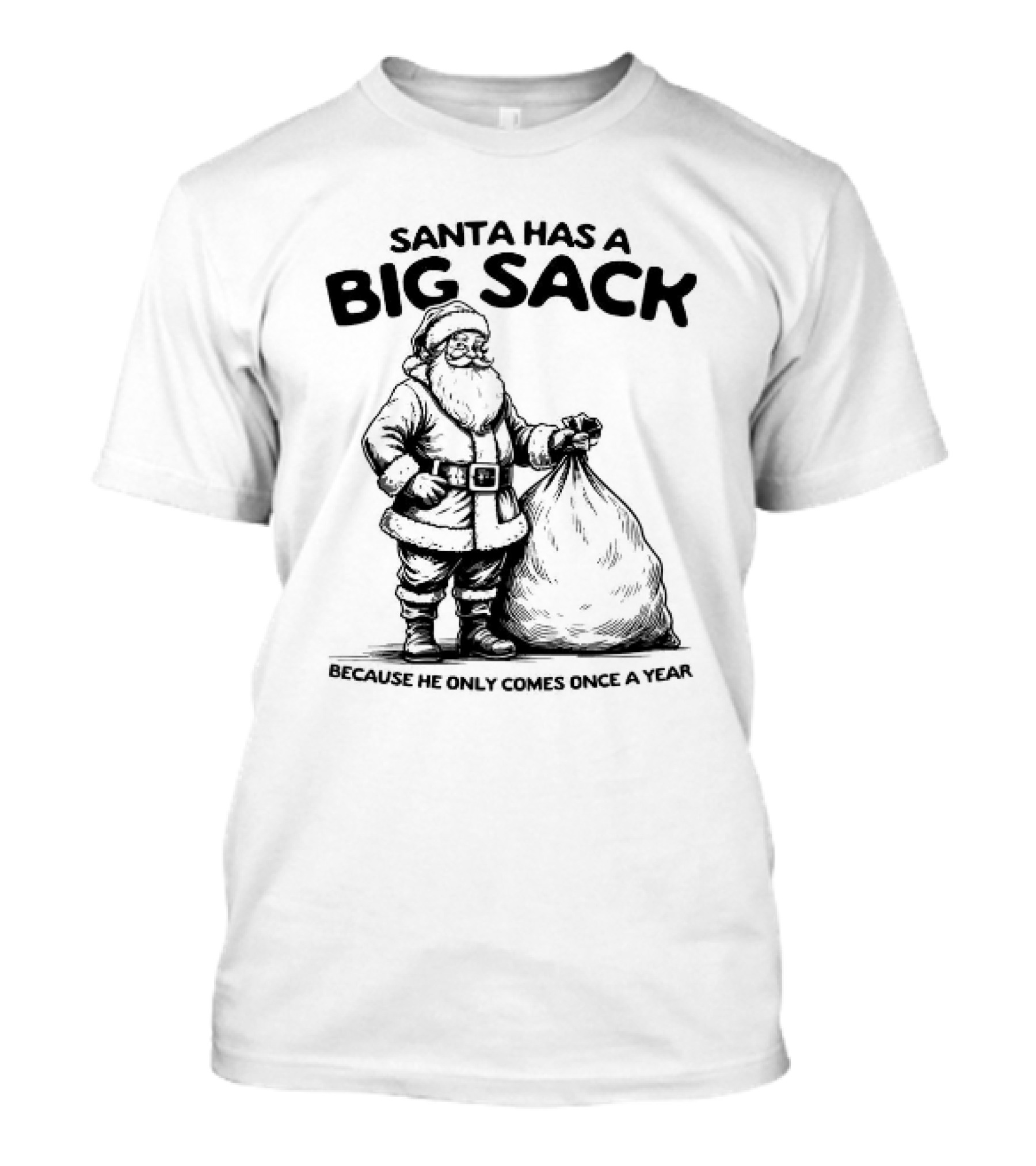 Santa Has A Big Sack Because He Only Comes Once A Year T-Shirt