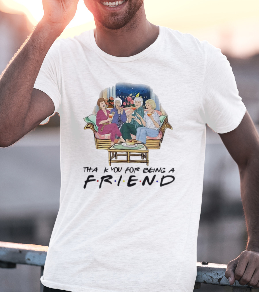 The Golden Girls Thank You For Being A FRIEND Sofa Scene With Colorful Drinks T-Shirt