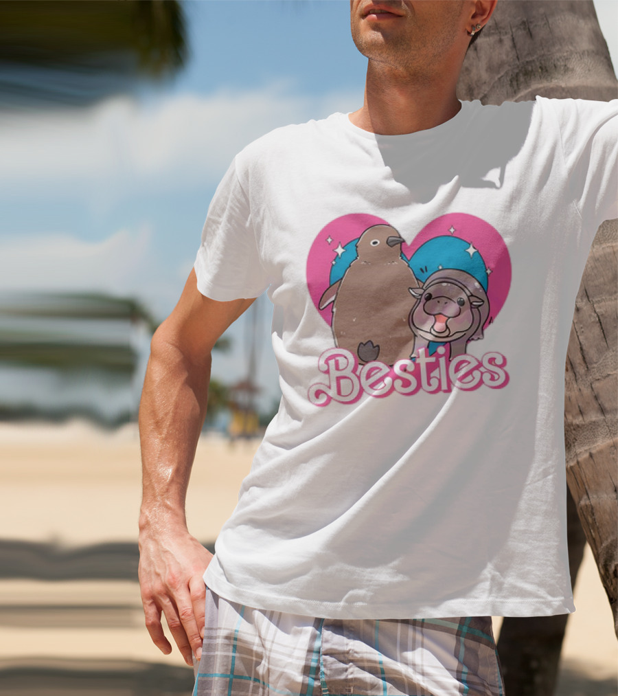 Best Friends Moo Deng Pesto Friendship Barbie Besties Heart T-Shirt
