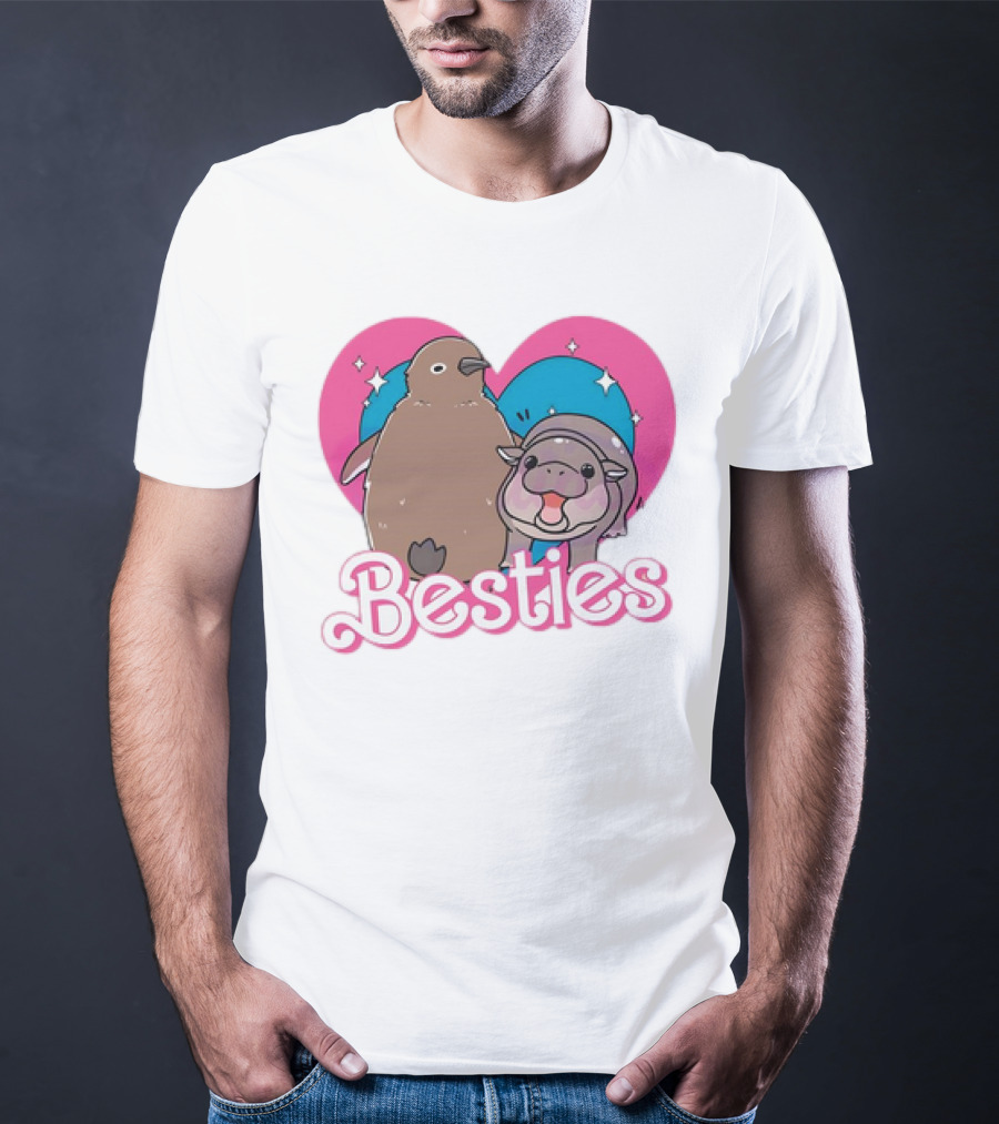 Best Friends Moo Deng Pesto Friendship Barbie Besties Heart T-Shirt