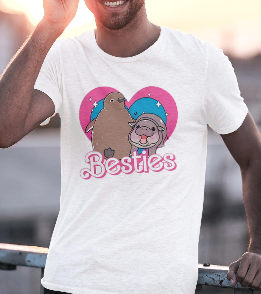 Best Friends Moo Deng Pesto Friendship Barbie Besties Heart T-Shirt