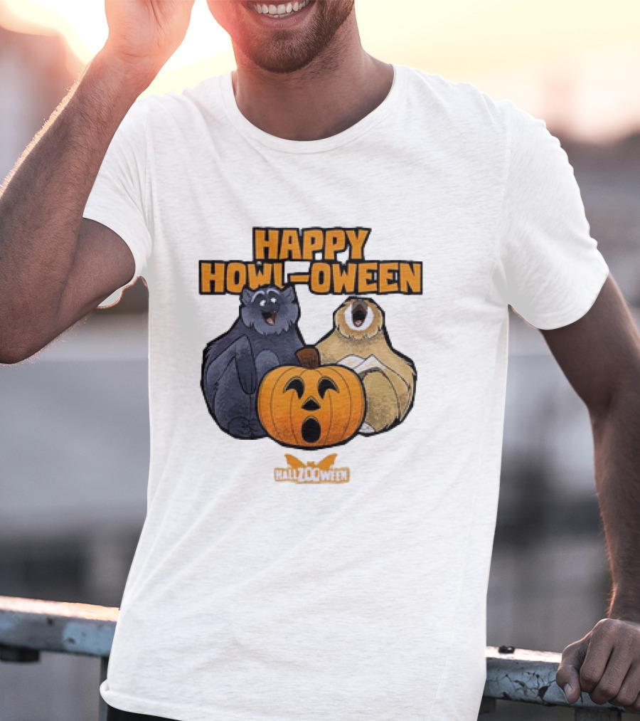 Happy Howl-oween Gibbons HallZOoween Pumpkin T-Shirt