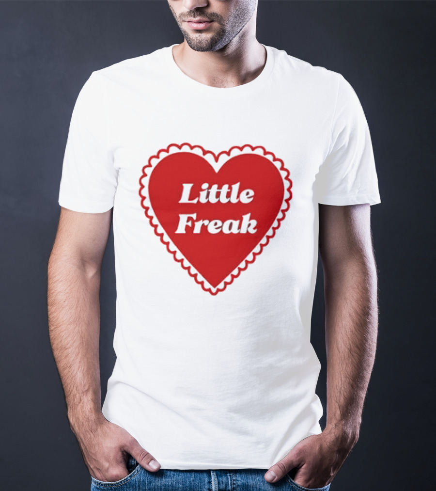 Little Freak Heart Red Scalloped Text T-Shirt