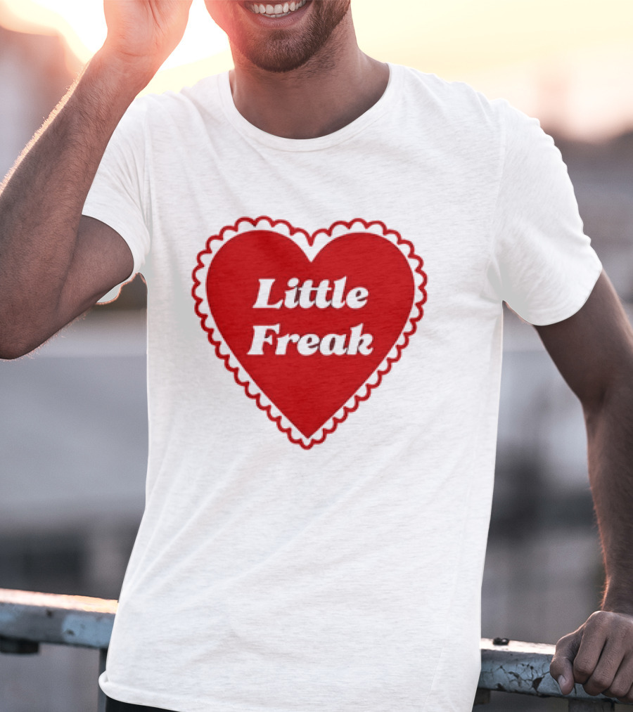 Little Freak Heart Red Scalloped Text T-Shirt