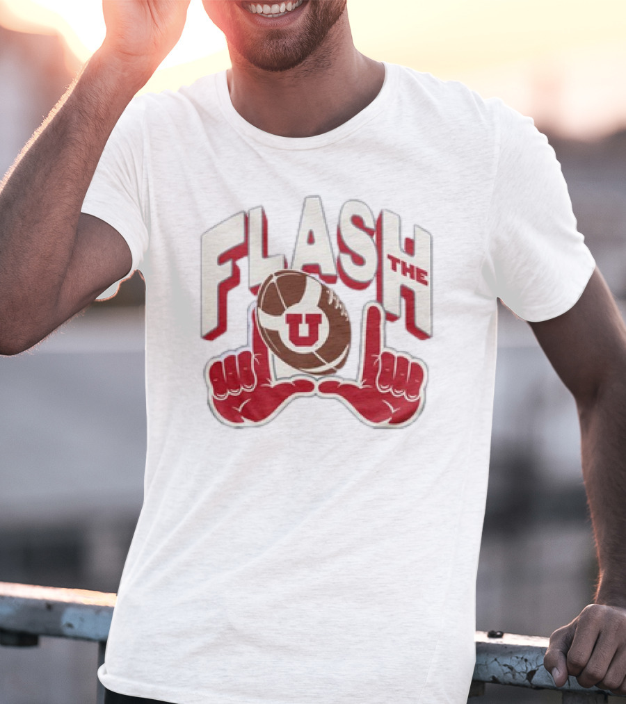 Utah Utes Flash The U Football Logo With Red Hand Gesture T-Shirt
