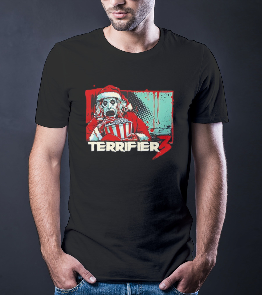 Terrifier 3 Santa Popcorn Horror Scene T-Shirt