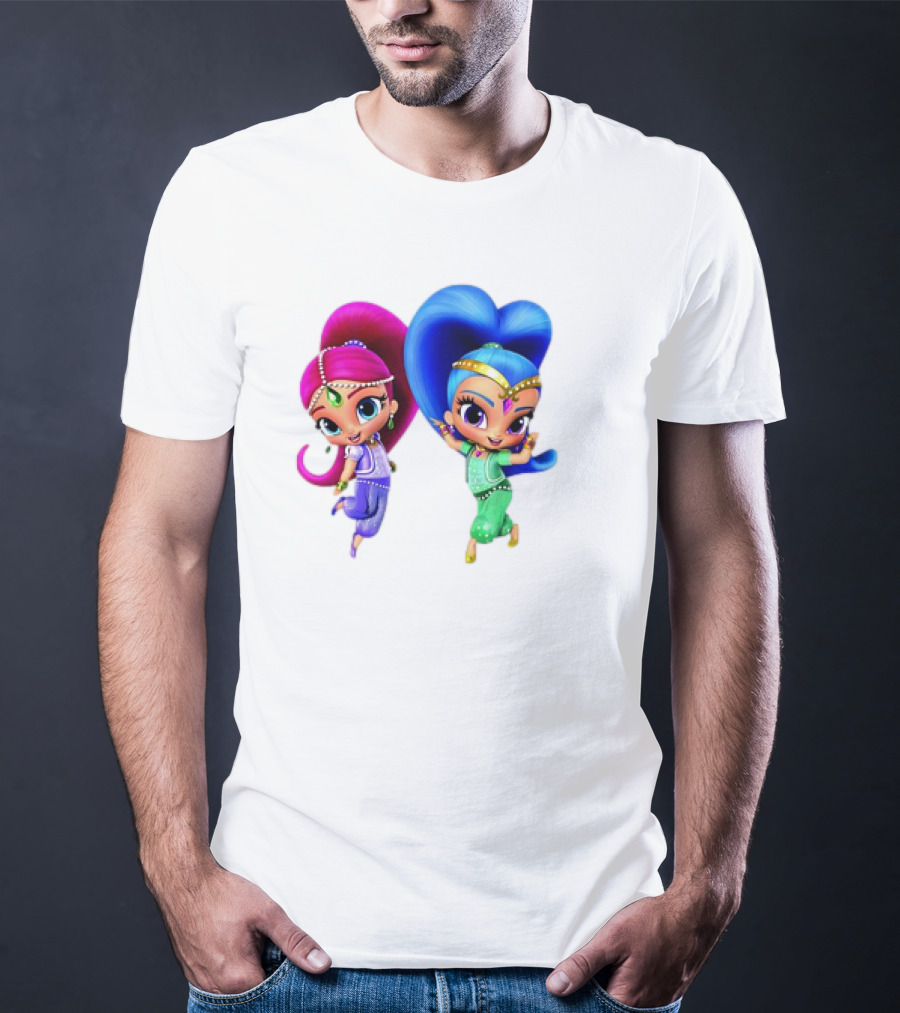 Shimmer And Shine Cartoon Girl Friend Duo With Vibrant Colors T-Shirt