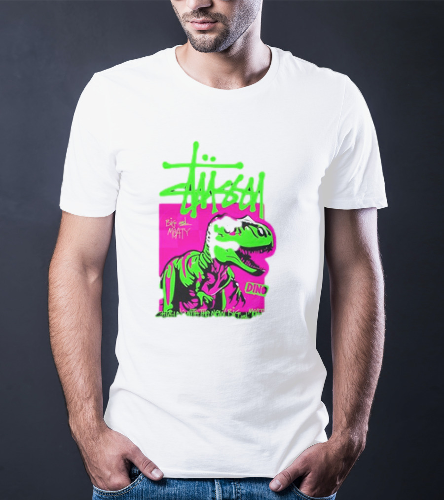 Stussy Big And Meaty Dino Cartoon T-Shirt