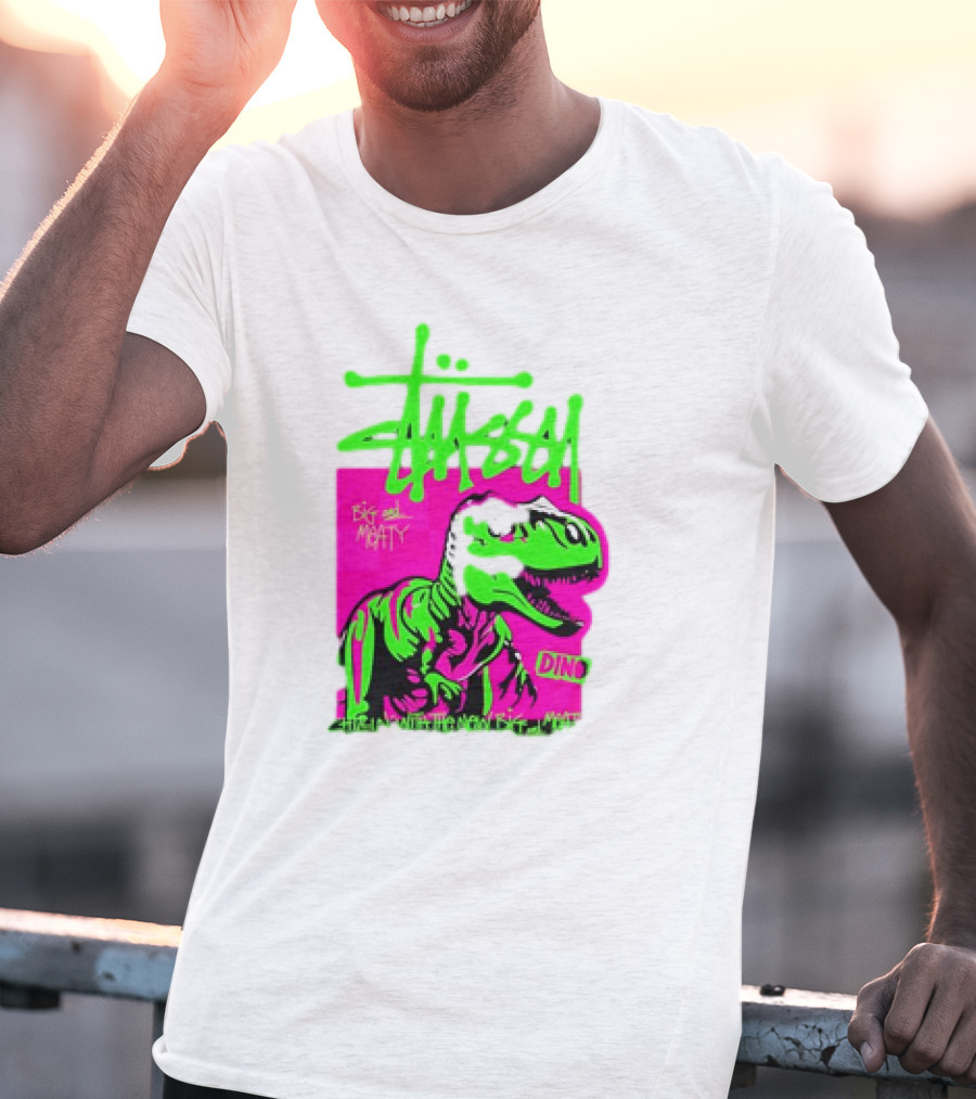 Stussy Big And Meaty Dino Cartoon T-Shirt