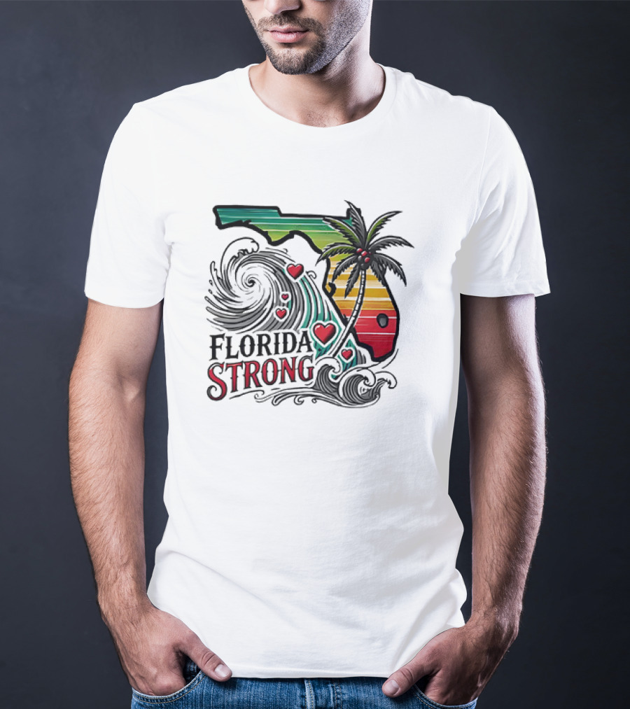 Florida Strong Wave Palm Heart T-Shirt