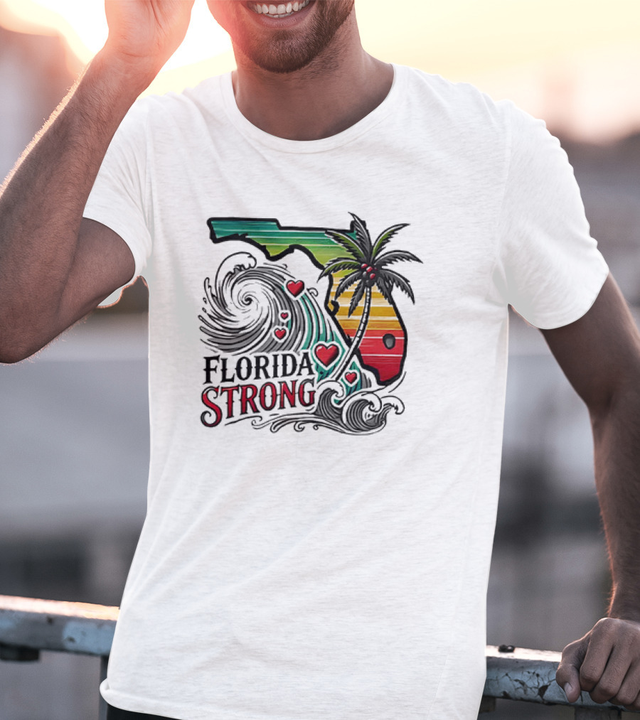 Florida Strong Wave Palm Heart T-Shirt