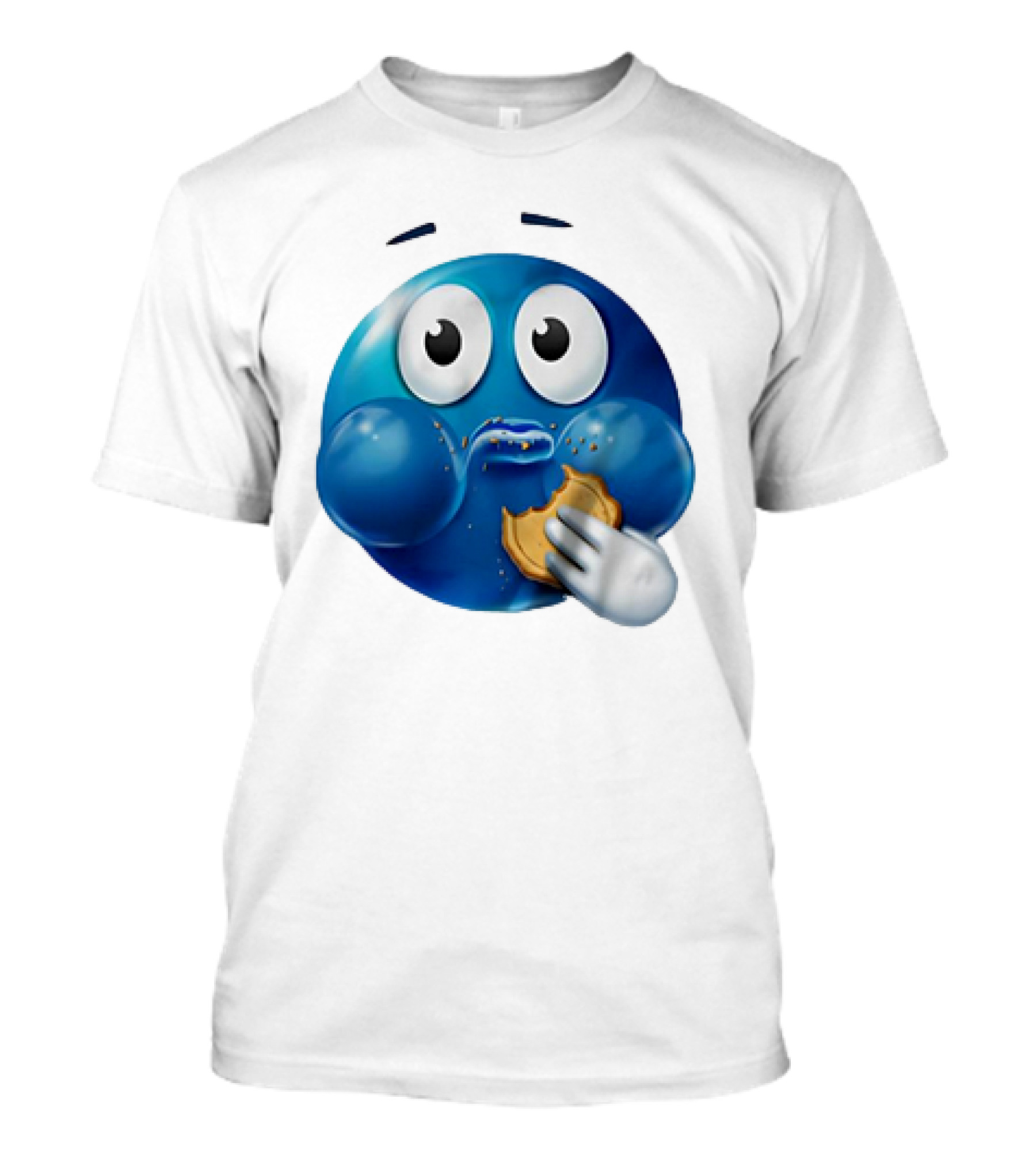 Blue Emoji With Cookie Meme T-Shirt
