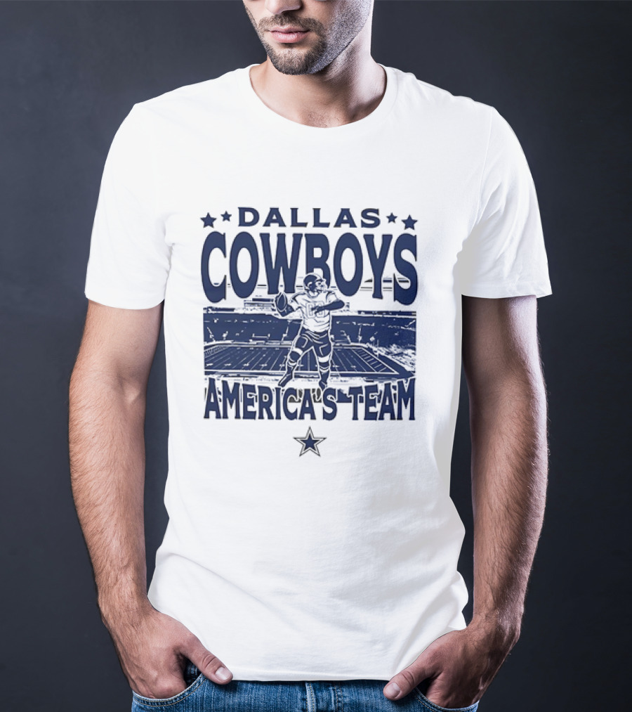 Dallas Cowboys America's Team Quarterback Stadium Blue T-Shirt