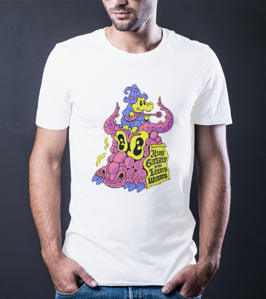King Gizzard And The Lizard Wizard Gator Wizard Playing Guitar On Monster Head T-Shirt