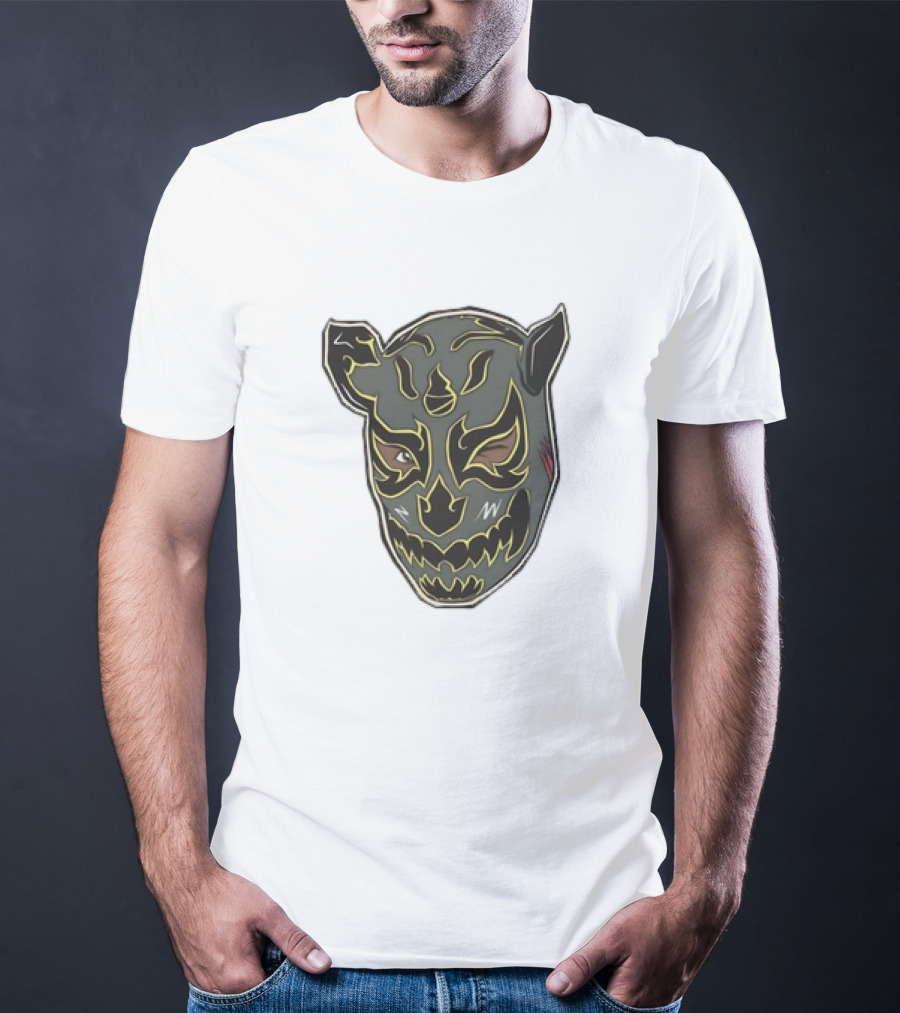 Luchador Black Mask With Grey And Yellow AEW T-Shirt
