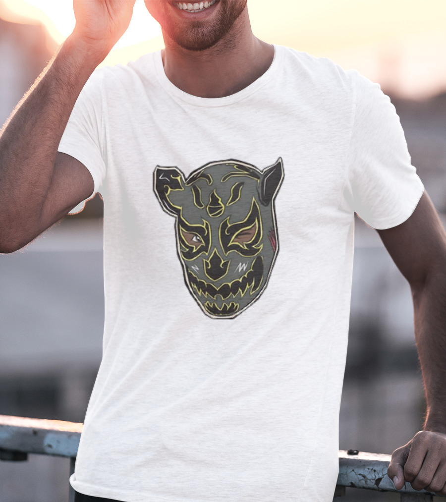 Luchador Black Mask With Grey And Yellow AEW T-Shirt