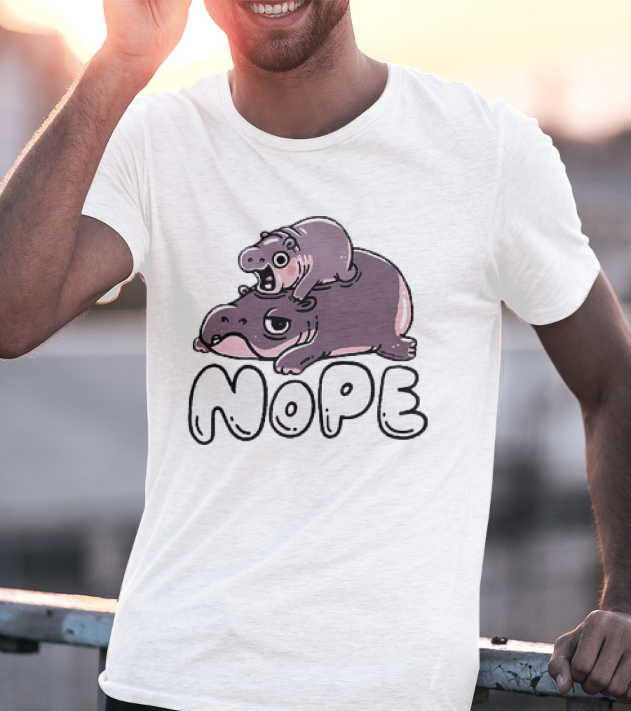 Moo Deng Cute Hippo With Baby Nope T-Shirt