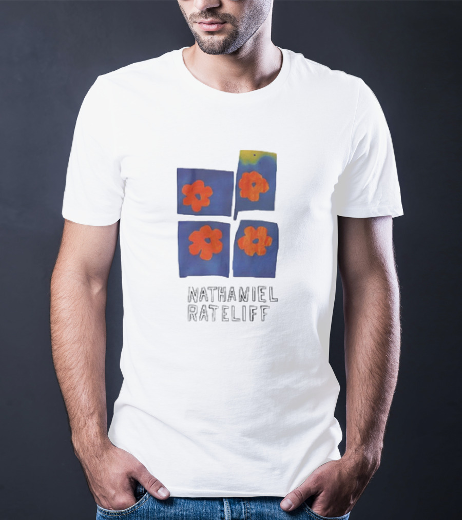 Nathaniel Rateliff Blue Squares Orange Flowers T-Shirt