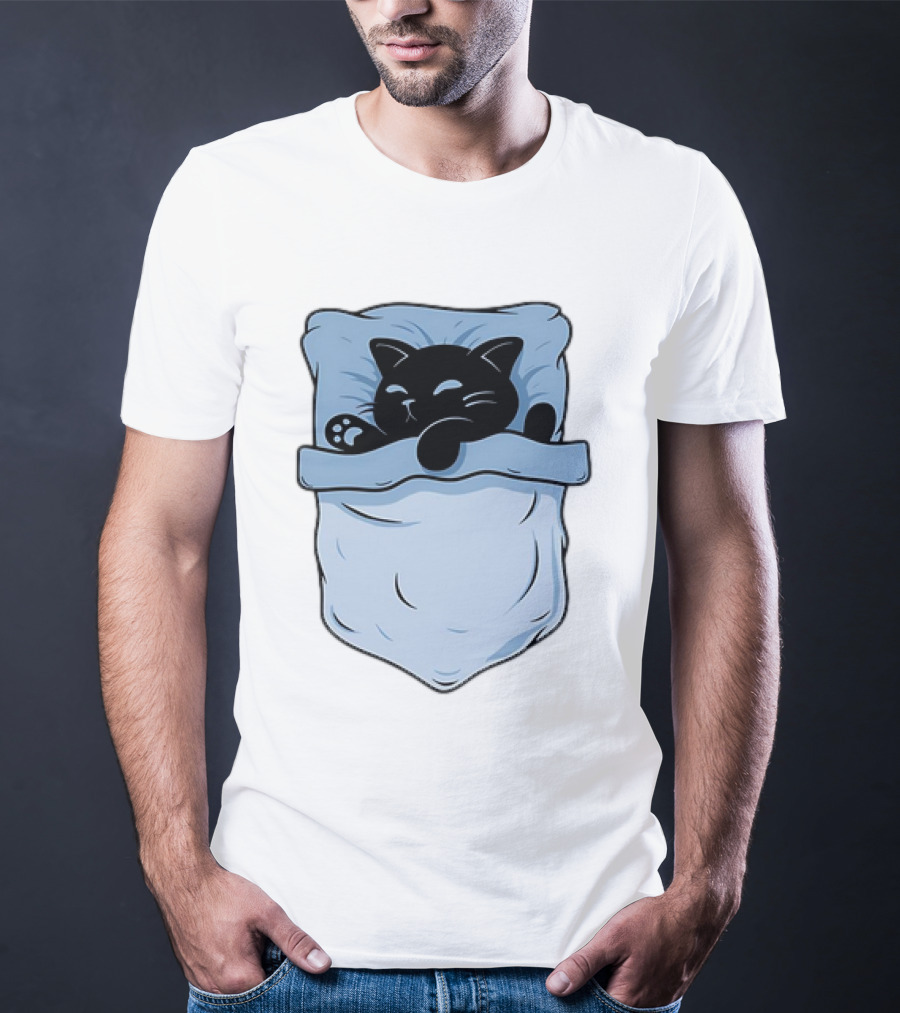 Pocket Nap Sleeping Cat Cuteness Cozy In Your Pocket T-Shirt