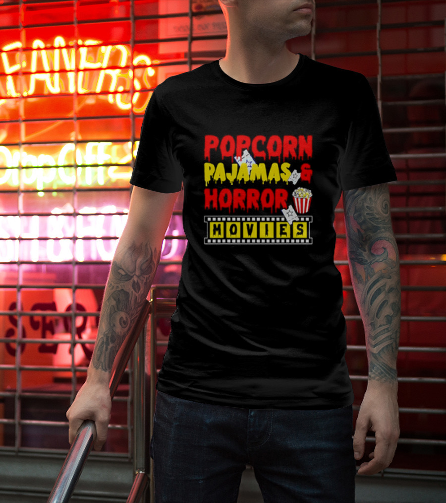 Popcorn Pajamas And Horror Movies T-Shirt