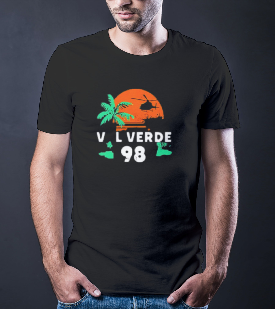 Val Verde 98 Retro Palm And Helicopter Sunset T-Shirt