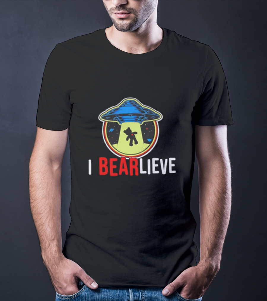 UFO I BEARlieve Alien Abduction Bear Spaceship T-Shirt