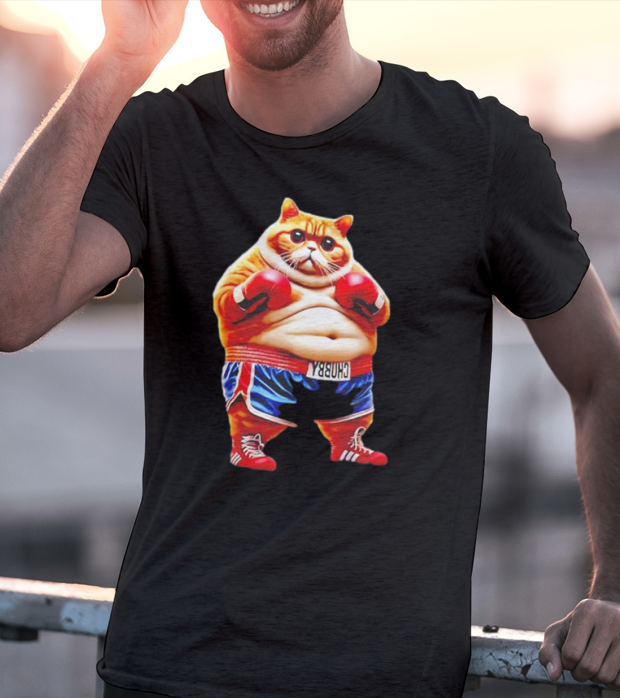 Boxing Gym Anime Meme Cat With Gloves And Chunky Shorts T-Shirt