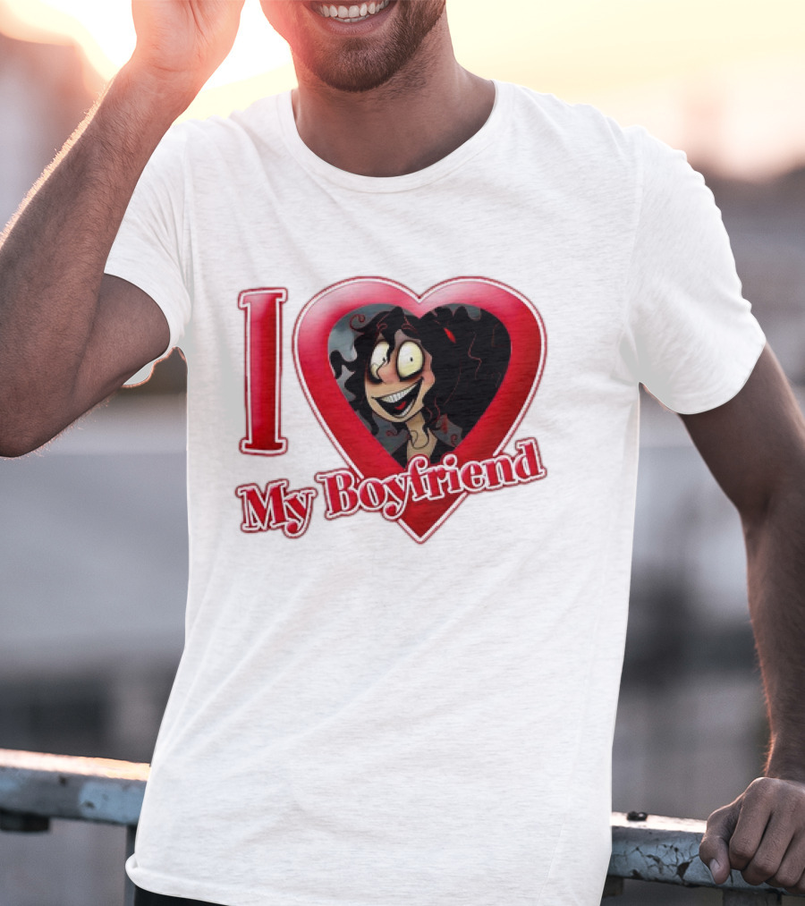 I Love My Boyfriend Heart Cartoon Face T-Shirt