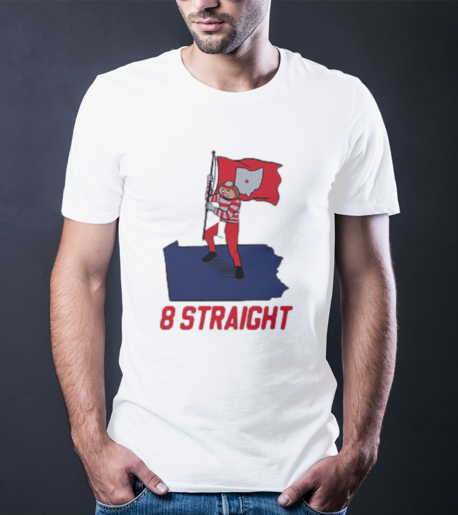 Ohio State Buckeyes Brutus Holding Flag 8 Straight T-Shirt